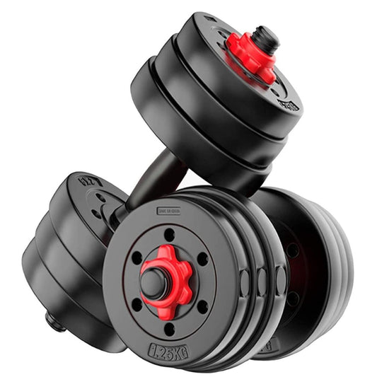 Sports Intruder 20 Kg Adjustable PVC Dumbbells Weights With Dumbbells Rods For Home Gym & Strength Training, 10 Kg X 2 (Black)